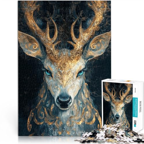 Gehirnintelligenz-Herausforderung süchtig machendes Spielzeug Goldenes Hirschporträt Puzzle 1000 Teile für Jugendliche 70x100cm Gutes Geschenk von LGNBTGM