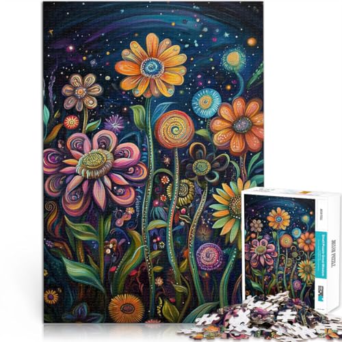 Gehirnintelligenz-Herausforderung süchtig machendes Spielzeug Kosmischer Blumengarten 1000-teiliges Teenager-Puzzle 70x100cm Heimdekoration von LGNBTGM