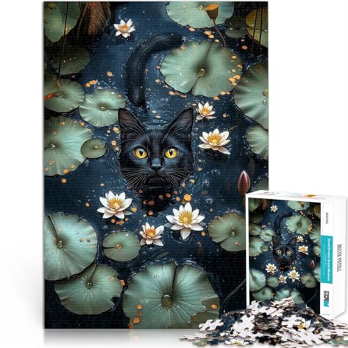 Gehirnintelligenz-Herausforderung süchtig machendes Spielzeug Schwarze Katze in Seerosen Puzzle 1000 Teile für Jugendliche 70x100cm Heimdekoration Gehirnintelligenz-Herausforderung süchtig machendes Spielzeug Schwarze Katze in Seerosen Puzzle 1000 Teile für Jugendliche 70x100cm Heimdekoration von LGNBTGM