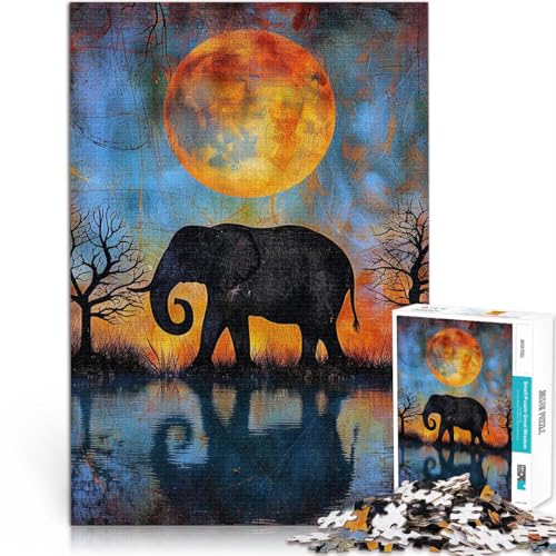 Geschenke zum Suchbegriff: Herausfordernde Spiele Elefantenmondreflexion 1000-teiliges Puzzle für Erwachsene 26x38cm EIN Kunstwerk von LGNBTGM