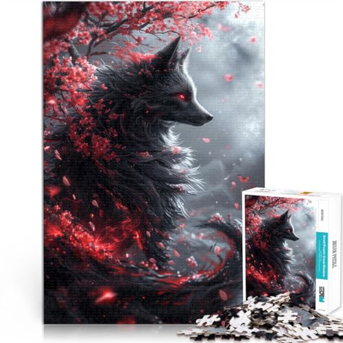 Geschenke zum Suchbegriff: Herausfordernde Spiele schwarzer Kitsune-Fuchs 1000-teiliges Puzzle für Teenager 26x38cm Heimdekoration von LGNBTGM