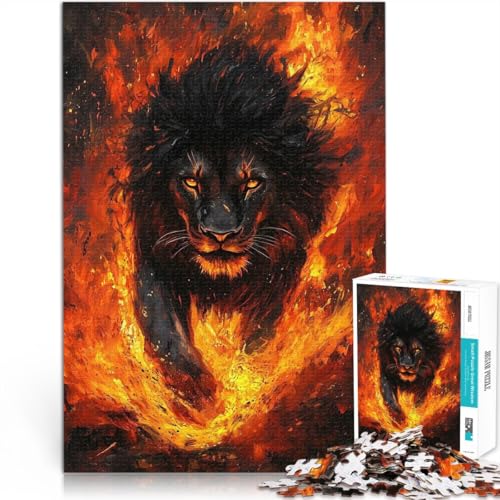 Handgeschwindigkeitswettbewerb Aufkommende Flammen des Schwarzen Löwen Puzzle 1000 Teile für Erwachsene 26x38cm Wohnkunstdekor von LGNBTGM