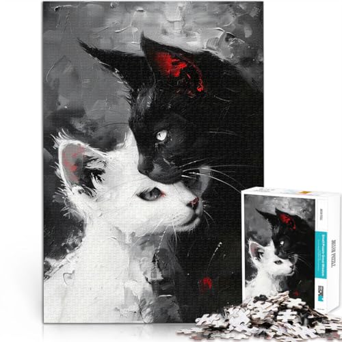 Handgeschwindigkeitswettbewerb Schwarze und weiße Katzen 1000-teiliges Puzzle für Teenager 26x38cm Geburtstagsgeschenk ab 14 Jahren von LGNBTGM