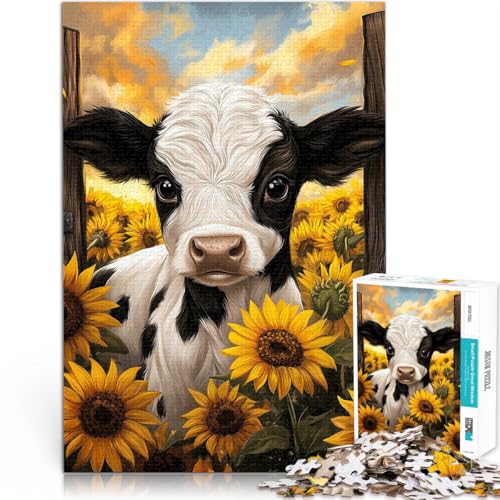 Hands-on-Spiel Kalb im Sonnenblumenfeld Puzzle für Erwachsene 1000 Teile 70x100cm Geburtstagsgeschenk, Geschenke für ab 14 Jahren von LGNBTGM