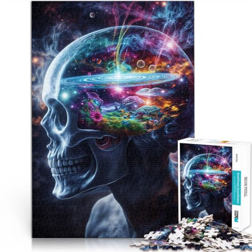 Helfen Sie dem Gehirn, süchtig machende Spielzeuge zu trainieren, um Geduld zu entwickeln Kosmischer Visionärsschädel 1000 Teenager-Teile-Puzzle 70x100cm Heimdekoration von LGNBTGM