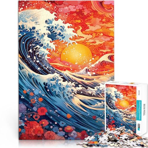 Helfen Sie dem Gehirn, süchtig machende Spielzeuge zu trainieren, um Geduld zu entwickeln Sonnenuntergang Wellen 1000-teiliges Teenager-Puzzle 26x38cm Heimdekoration von LGNBTGM