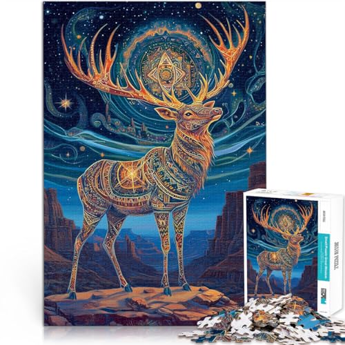 Herausfordernd Schwierig Uralter Farbiger Elch 1000-Teile-Puzzle für Teenager 26x38cm einzigartiges Herausforderungsspiel für 14+ Herausfordernd Schwierig Uralter Farbiger Elch 1000-Teile-Puzzle für Teenager 26x38cm einzigartiges Herausforderungsspiel für 14+ von LGNBTGM