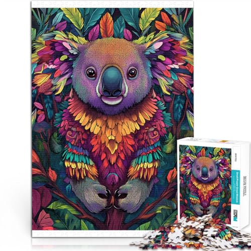 Herausforderndes Spiel Koala in farbenfroher Kunst Puzzle für Erwachsene, 1000 Teile 26x38cm Lernspiel für Geburtstag, Weihnachten für ab 14 Jahren von LGNBTGM