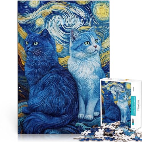 Herausforderndes Spielspielzeug Katzen in der Sternennacht Teenager 1000-teiliges Puzzle 26x38cm Wohnkunstdekor für ab 14 Jahren von LGNBTGM