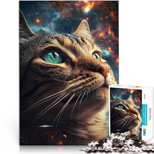Herausforderndes Spielspielzeug Kosmische Weltraumkatze 2000-Teile-Puzzle für Teenager 70x100cm Heimdekoration Spielzeug ab 14 Jahren von LGNBTGM