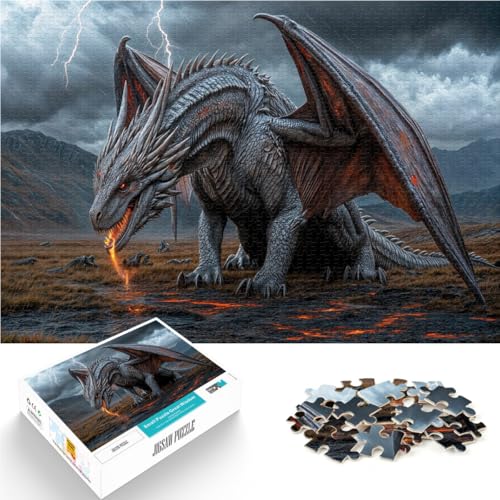 Intellektuelles Spiel Feuriger Atemdrache im Donner Puzzle für Erwachsene mit 1000 Teilen 38x52cm EIN Kunstwerk von LGNBTGM