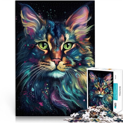 Intellektuelles Spiel Maine Coon Katze Fantasievoll Puzzle 1000 Teile für Erwachsene 50x75cm Tolle Geschenke und Spielzeuge für ab 14 Jahren von LGNBTGM