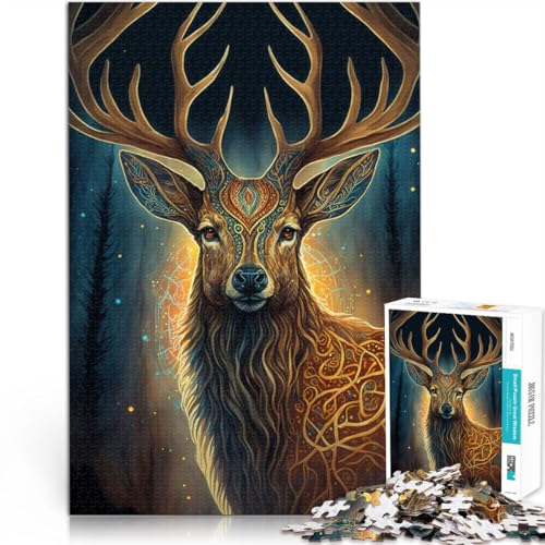 Intellektuelles Spiel Rentier Tier Puzzle 1000 Teile für Erwachsene 26x38cm Geburtstagsgeschenk, Geschenke für ab 14 Jahren von LGNBTGM