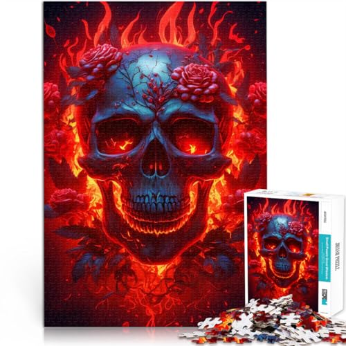 Interessante Stressreduzierung Totenkopf und Rosen 1000-Teile-Puzzle für Teenager 26x38cm Geburtstagsgeschenk, Geschenke, Wandkunst Geeignet ab 14 Jahren von LGNBTGM