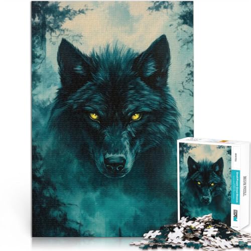 Lernspiel-Herausforderungsspielzeug Darkwood Wolf 1000-teiliges Puzzle für Erwachsene 70x100cm Geburtstagsgeschenk ab 14 Jahren von LGNBTGM