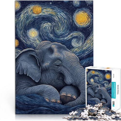 Lernspiel-Herausforderungsspielzeug Elefant unter der Sternennacht Puzzle 1000 Teile für Erwachsene 38x52cm EIN Kunstwerk von LGNBTGM