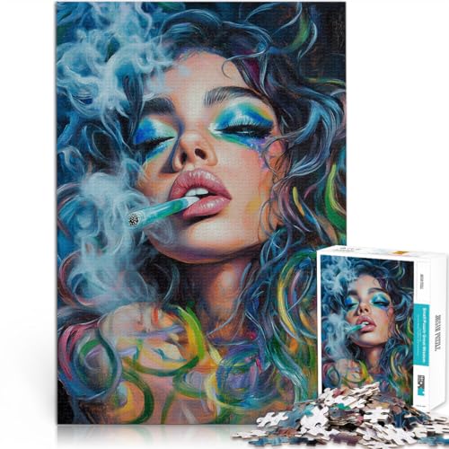 Lernspiel-Herausforderungsspielzeug Schöne Frau raucht 1000-teilige Puzzles für Teenager 70x100cm Heimdekoration von LGNBTGM