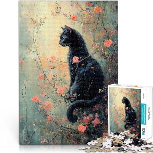 Lernspiel-Herausforderungsspielzeug Schwarze Katze in Blüte 1000-teilige Puzzles für Erwachsene 26x38cm Geschenk zum Geburtstag Lernspiel-Herausforderungsspielzeug Schwarze Katze in Blüte 1000-teilige Puzzles für Erwachsene 26x38cm Geschenk zum Geburtstag von LGNBTGM