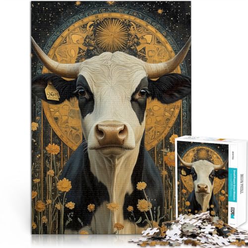 Lernspiele DIY Spielzeug Künstlerische Kuh 1000-Teile-Puzzle für Teenager 70x100cm Lernspiel für Geburtstag, Weihnachten für ab 14 Jahren von LGNBTGM