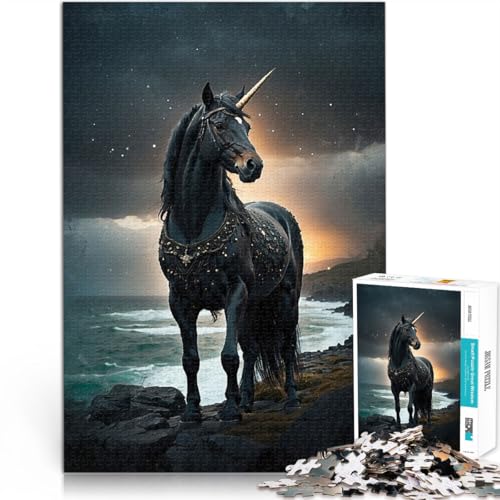 Lernspiele DIY Spielzeug Schwarzes Einhorn Puzzle für Erwachsene 1000 Teile 70x100cm Geburtstagsgeschenk, Geschenke, Wandkunst für 14+ von LGNBTGM
