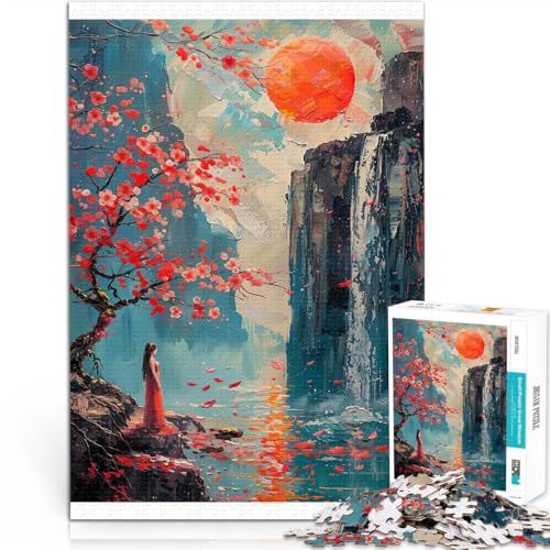 Lernspiele Gemälde „Dame des Wasserfalls“ 2000-teiliges Teenager-Puzzle 70x100cm Lernspiel für Geburtstag, Weihnachten für ab 14 Jahren von LGNBTGM