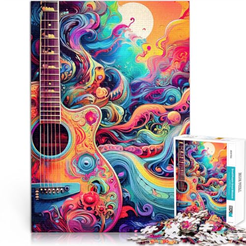 Lernspiele Heimdekoration Abstrakte Gitarrenkunst psychedelisch 1000-teilige Puzzles für Erwachsene 26x38cm Geschenkideen von LGNBTGM