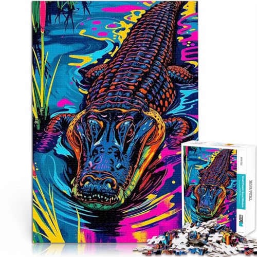Lernspiele Heimdekoration Alligator im Neonwasser 1000-teiliges Puzzle für Erwachsene 26x38cm Perfekte Dekoration für und ab 14 Jahren Lernspiele Heimdekoration Alligator im Neonwasser 1000-teiliges Puzzle für Erwachsene 26x38cm Perfekte Dekoration für und ab 14 Jahren von LGNBTGM
