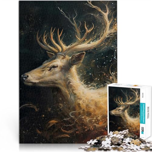Lernspiele Heimdekoration Goldener Hirsch 1000-teilige Puzzles für Teenager 38x52cm Einzigartige Geburtstags- und Geschenkideen Geeignet ab 14 Jahren von LGNBTGM