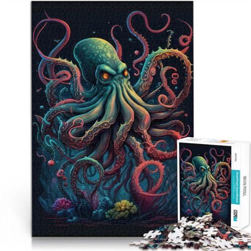Lernspiele Heimdekoration Majestätischer Oktopus Puzzle 1000 Teile für Jugendliche 26x38cm einzigartiges Herausforderungsspiel für 14+ von LGNBTGM