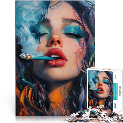 Lernspiele Heimdekoration Schöne Frau raucht 1000-teilige Puzzles für Teenager 70x100cm Geschenk zum Geburtstag ab 14 Jahren von LGNBTGM