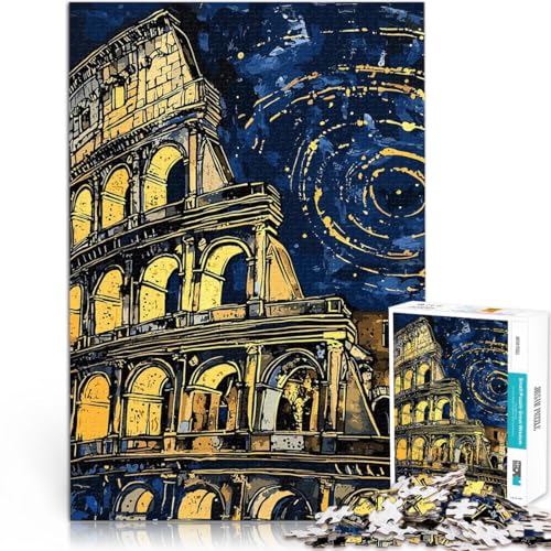 Lernspiele Kolosseum in Rom bei Nacht 1000-teiliges Puzzle für Erwachsene 38x52cm Lernspiel für Geburtstag, Weihnachten ab 14 Jahren von LGNBTGM
