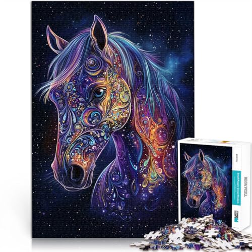 Lernspiele Pferd in farbenfroher Kunst 2000-teiliges Puzzle für Teenager 70x100cm Lernspiel für Geburtstag, Weihnachten für ab 14 Jahren von LGNBTGM