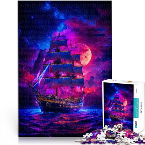Lernspiele Segelboot Sonnenuntergang Malerei 1000-teiliges Teenager-Puzzle 38x52cm denn eignet ganze Familie Geeignet ab 14 Jahren von LGNBTGM
