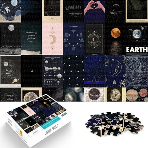 Lernspielzeug Astronomie-Mosaik-Illustration 1000-teiliges Puzzle für Teenager 26x38cm Lernspiel für Geburtstag, Weihnachten für und ab 14 Jahren von LGNBTGM