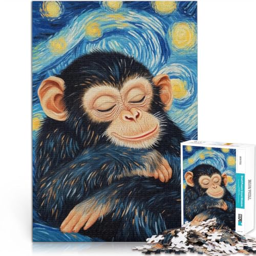 Lernspielzeug Schimpanse in der Sternennacht Puzzle für Erwachsene, 1000 Teile 26x38cm Künstlersammlung, Bildende Kunst für ab 14 Jahren Lernspielzeug Schimpanse in der Sternennacht Puzzle für Erwachsene, 1000 Teile 26x38cm Künstlersammlung, Bildende Kunst für ab 14 Jahren von LGNBTGM