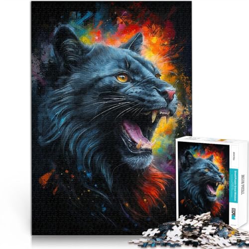 Lernspielzeug für die ganze Familie Das Brüllen der schwarzen Katze Puzzle für Teenager 1000 Teile 26x38cm Verbessern Sie das Gedächtnis von LGNBTGM