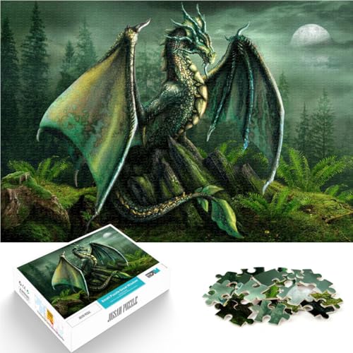 Lernspielzeug für die ganze Familie Grüner Naturdrache Puzzle für Erwachsene 1000 Teile 26x38cm Wohnkunstdekor für ab 14 Jahren von LGNBTGM