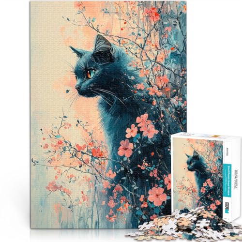 Lernspielzeug für die ganze Familie Schwarze Katze in Blüten 1000-teilige Puzzles für Teenager 26x38cm Heimdekoration Spielzeug Lernspielzeug für die ganze Familie Schwarze Katze in Blüten 1000-teilige Puzzles für Teenager 26x38cm Heimdekoration Spielzeug von LGNBTGM
