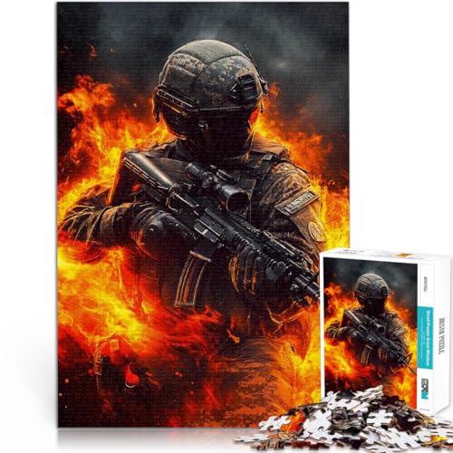 Lernspielzeug für die ganze Familie Soldat in Flammen 1000-teilige Puzzles für Erwachsene 38x52cm Tolles Geschenk für Spiele von LGNBTGM