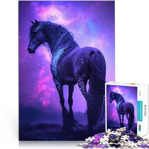 Lernspielzeug für die ganze Familie Weltraumpferd-Tier 1000-teiliges Puzzle für Erwachsene 50x75cm Heimdekoration Spielzeug von LGNBTGM
