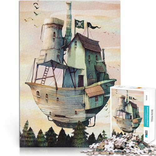 Lustige Spiele Fliegendes Piratenschiff Puzzle 1000 Teile für Jugendliche 26x38cm Lernspiel für Geburtstag, Weihnachten für ab 14 Jahren von LGNBTGM