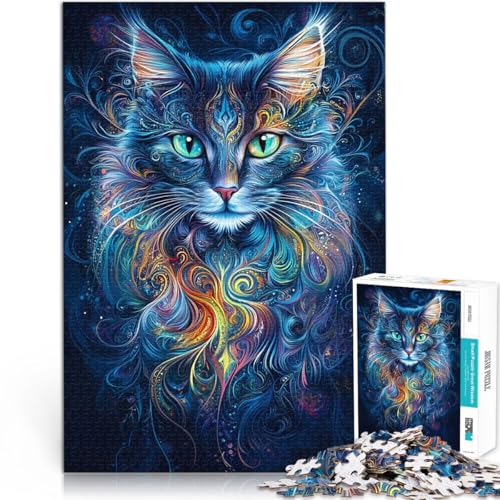 Mustermontage Psychedelische Katze~ 1000-teiliges Puzzle für Teenager 26x38cm Wanddekoration Einzigartige Geburtstags ab 14 Jahren von LGNBTGM