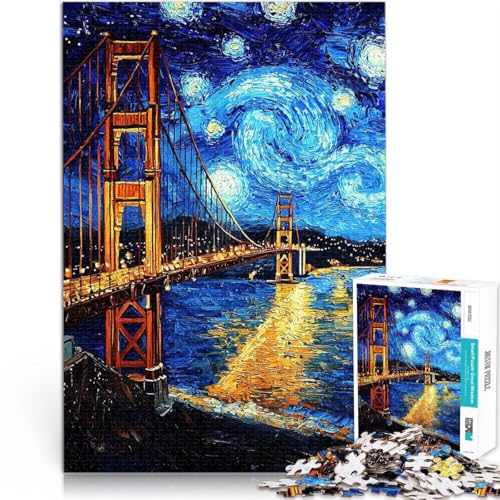 Pädagogisches Familienspiel Golden Gate Bridge Sternennacht 1000 Teenager-Teile-Puzzle 70x100cm Tolles Geschenk für Spiele für und ab 14 Jahren von LGNBTGM
