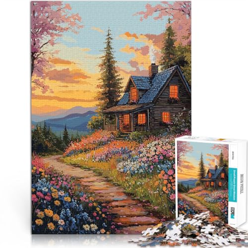 Pädagogisches Familienspiel Hütte im Wald Puzzle 1000 Teile für Erwachsene 26x38cm Tolles Geschenk für Spiele für und ab 14 Jahren von LGNBTGM