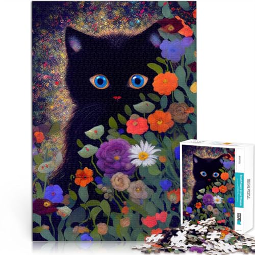 Pädagogisches Familienspiel Schwarze Katze in den Blumen Puzzle für Erwachsene mit 1000 Teilen 26x38cm Heimdekoration Spielzeug von LGNBTGM