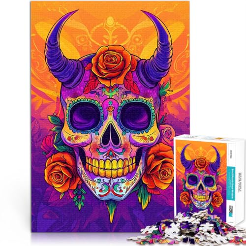 Pädagogisches Spielzeug zum Stressabbau Bunte Totenkopfkunst Puzzle 2000 Teile für Teenager 70x100cm Lustiges Geschenk von LGNBTGM