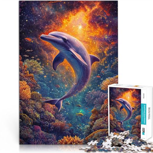 Pädagogisches Spielzeug zum Stressabbau Delfin im Weltraum Puzzle 1000 Teile für Erwachsene 70x100cm Wohnkunstdekor von LGNBTGM