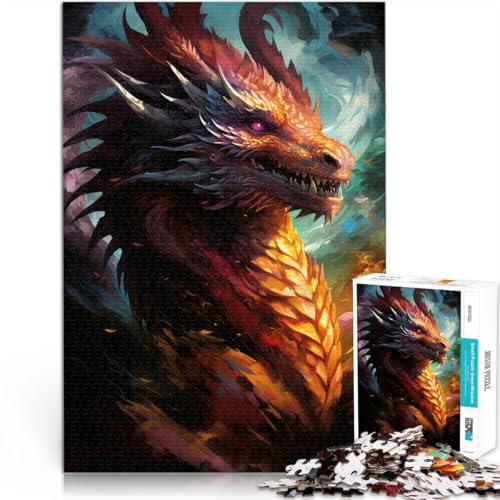Pädagogisches Spielzeug zum Stressabbau Drachen-Kunstwerk 1000-teiliges Puzzle für Teenager 38x52cm Heimdekoration Spielzeug ab 14 Jahren von LGNBTGM