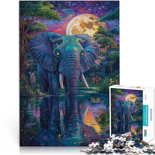 Pädagogisches Spielzeug zum Stressabbau Elefant, der König des Waldes 1000-Teile-Puzzle für Teenager 26x38cm Wanddekoration von LGNBTGM