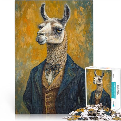 Pädagogisches Spielzeug zum Stressabbau Gemälde „Lama im Anzug“ Puzzle 1000 Teile für Teenager 26x38cm Heimdekoration von LGNBTGM